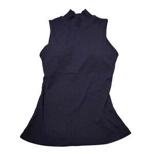 OGL Textured Rib Mockneck Sleeveless Brami Smoky Navy Blue‎ Small NWT
